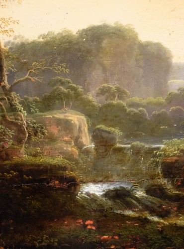 Antiquités - Paysage de la campagne romaine - école flamande italienne du XVIIIe siècle